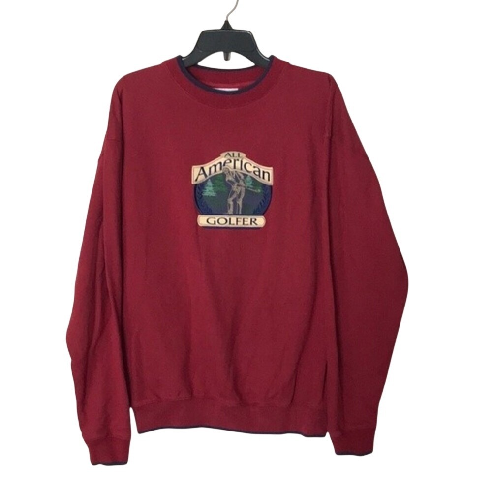MC Sport Men's All American Golfer‎ Graphic Sweatshirt Large Red